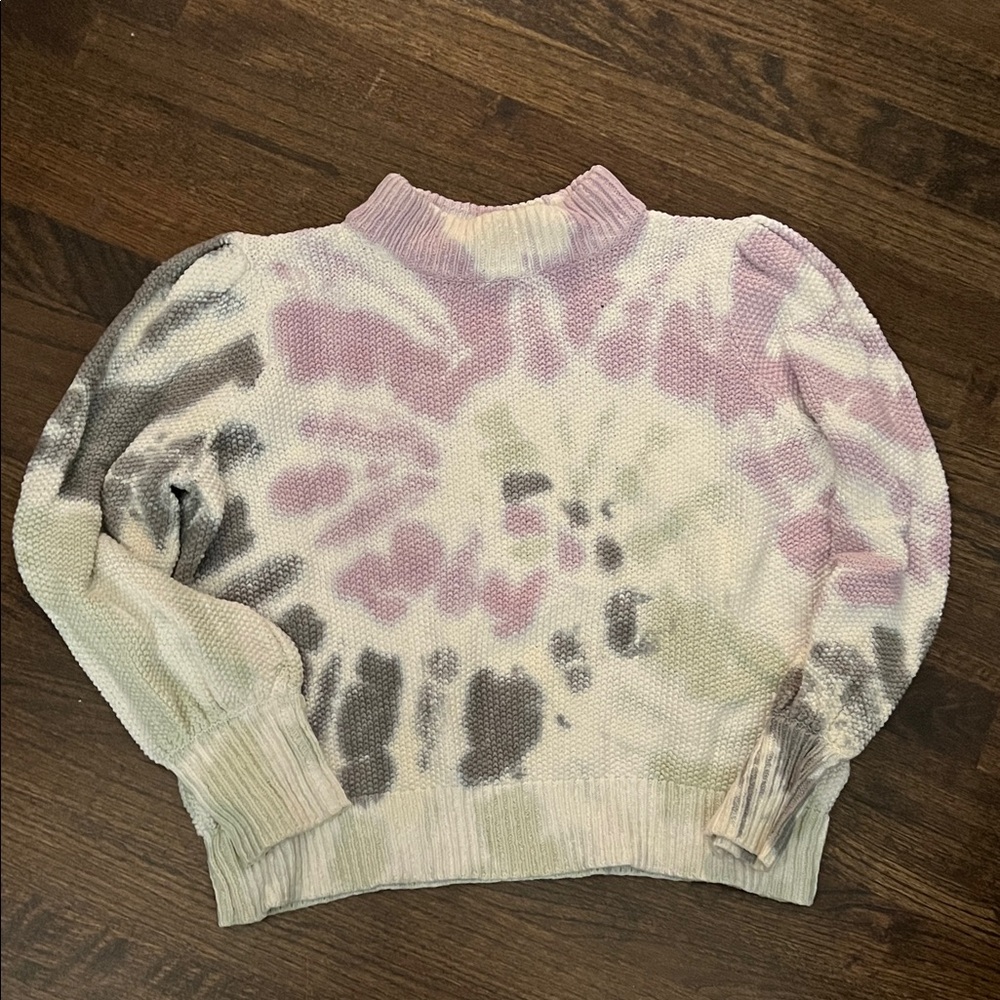 Madewell Tie-Dye Cowl Neck Sweater in Purple and Gray